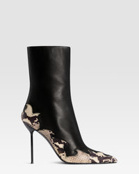 NAPPALEDER ANKLE BOOT MIT CUT-OUT-STICKEREI UND HERZ-INLAYS — BLACK-NATURALE