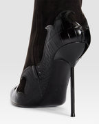 BOTIN DE ANTE CON BORDADO CUT-OUT E INCRUSTACIONES DE CORAZON