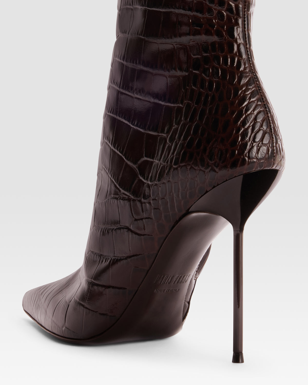 CROCO-PRINT LEATHER BOOT WITH SOFT FURRY BAND