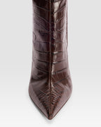 CROCO-PRINT LEATHER BOOT WITH SOFT FURRY BAND