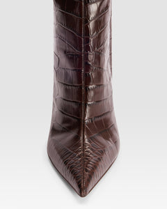 CROCO-PRINT LEATHER BOOT WITH SOFT FURRY BAND