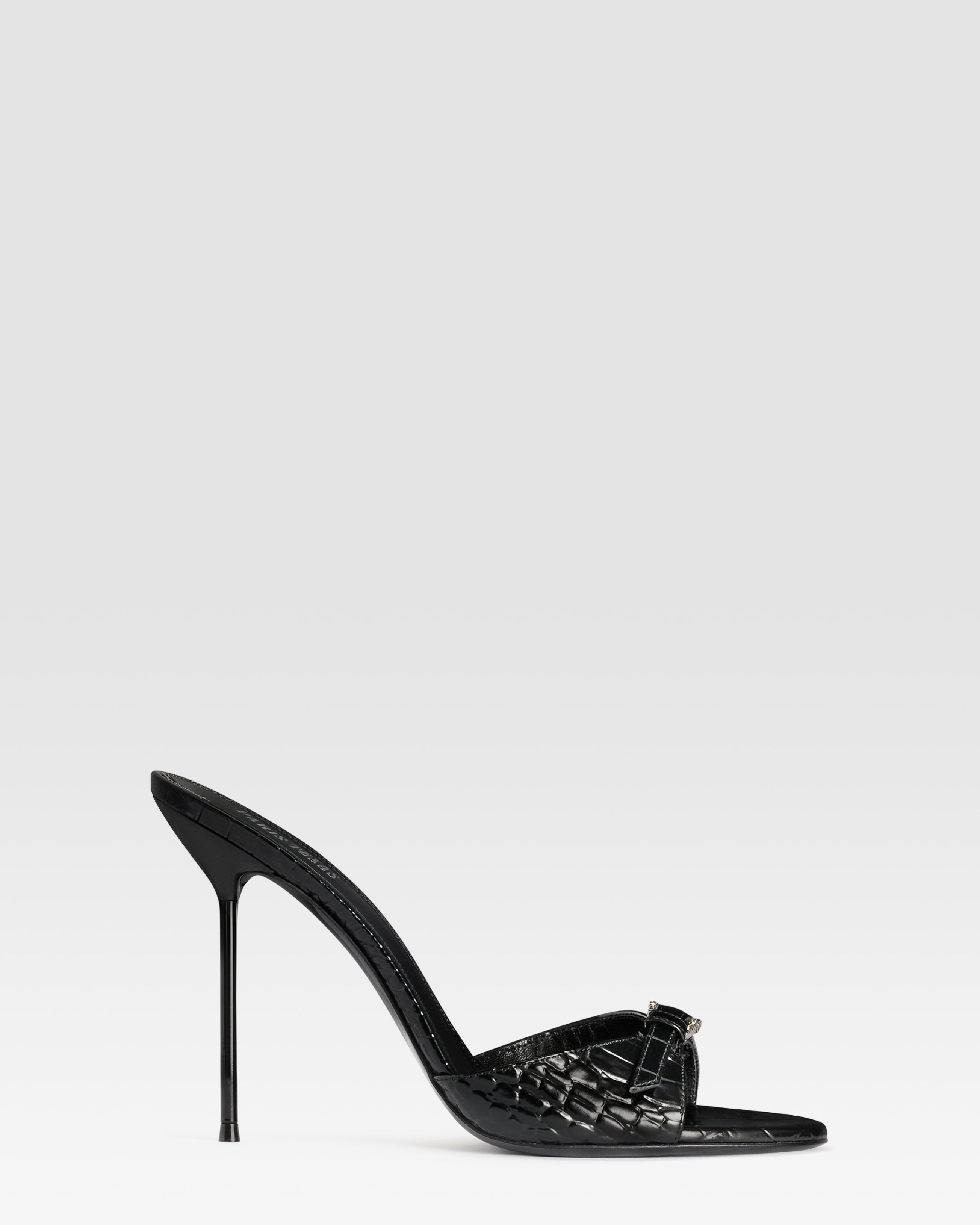 KROKO-PRINT LEDER MULE MIT JUWELEN-SCHNALLE