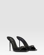 KROKO-PRINT LEDER MULE MIT JUWELEN-SCHNALLE