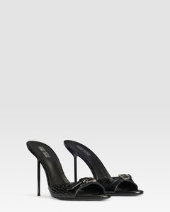 KROKO-PRINT LEDER MULE MIT JUWELEN-SCHNALLE