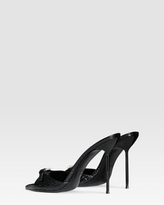 KROKO-PRINT LEDER MULE MIT JUWELEN-SCHNALLE