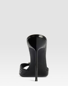 KROKO-PRINT LEDER MULE MIT JUWELEN-SCHNALLE