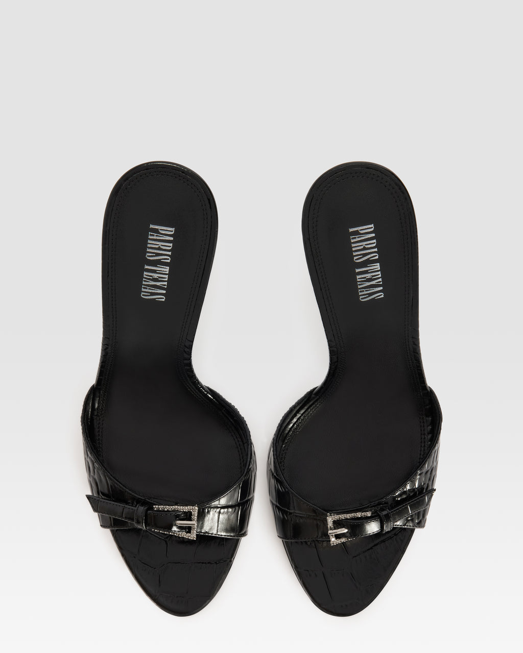 KROKO-PRINT LEDER MULE MIT JUWELEN-SCHNALLE