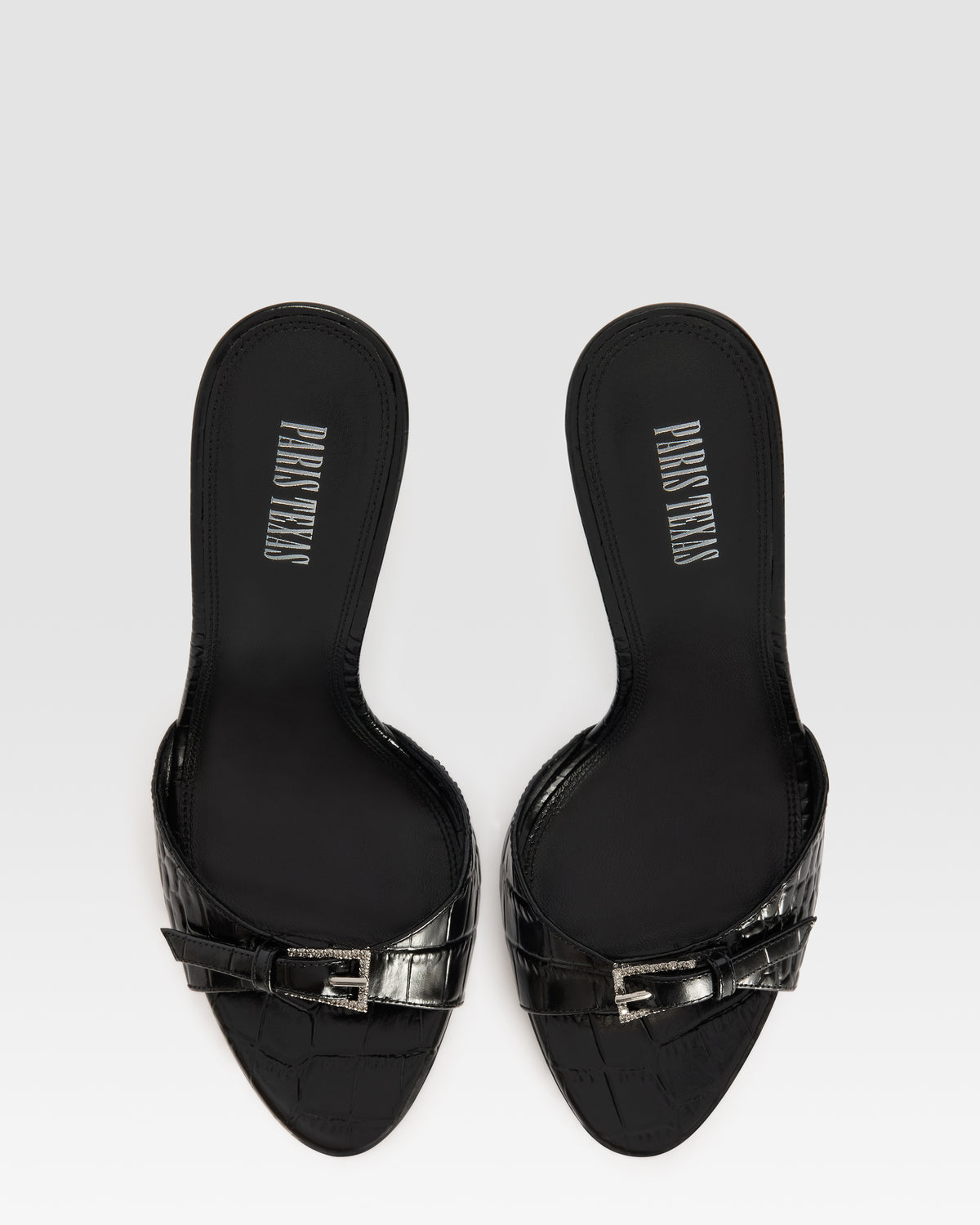 KROKO-PRINT LEDER MULE MIT JUWELEN-SCHNALLE