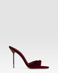 MULE EN VELOURS AVEC BOUCLE BIJOU — DEEP RED