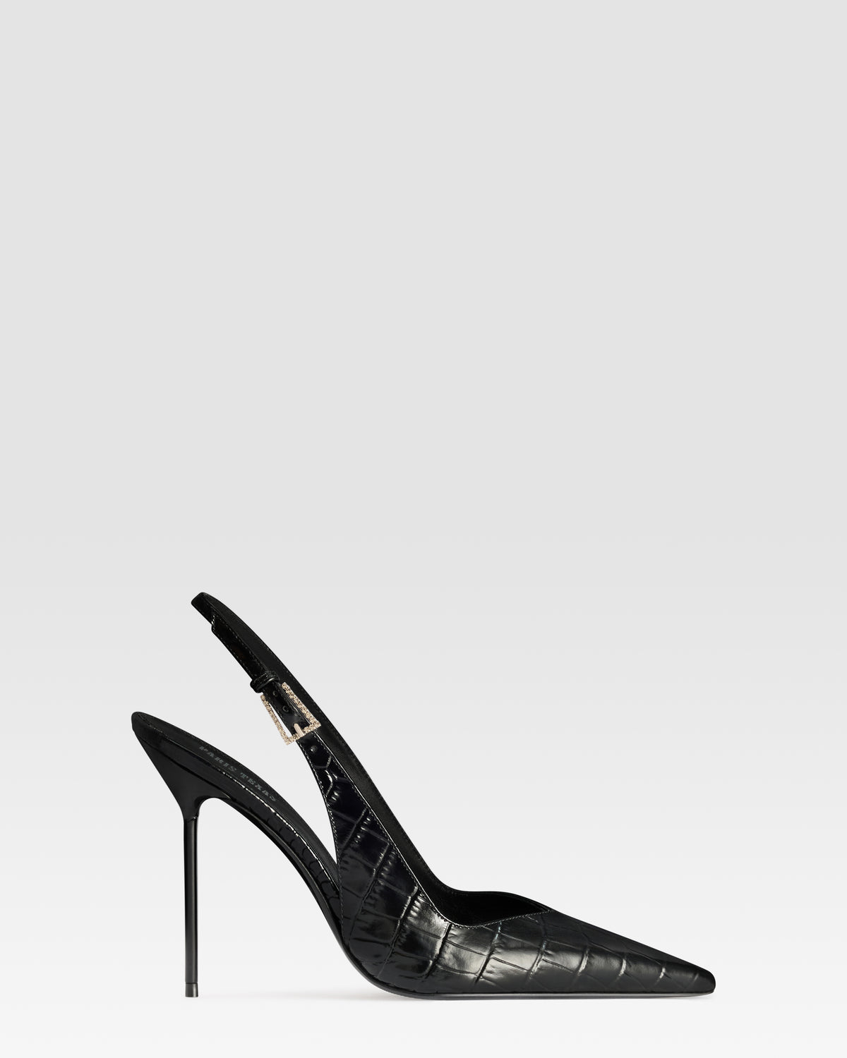 KROKO-PRINT LEDER SLINGBACK MIT JUWELEN-SCHNALLE
