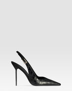 KROKO-PRINT LEDER SLINGBACK MIT JUWELEN-SCHNALLE