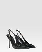 KROKO-PRINT LEDER SLINGBACK MIT JUWELEN-SCHNALLE