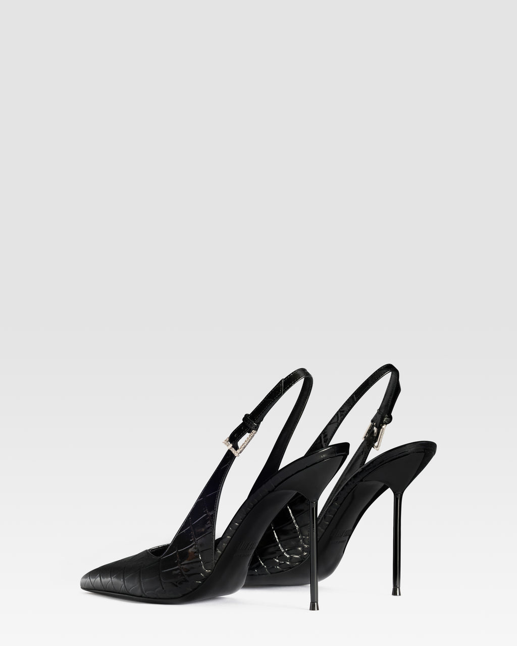 KROKO-PRINT LEDER SLINGBACK MIT JUWELEN-SCHNALLE