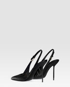 KROKO-PRINT LEDER SLINGBACK MIT JUWELEN-SCHNALLE