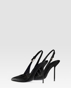 KROKO-PRINT LEDER SLINGBACK MIT JUWELEN-SCHNALLE