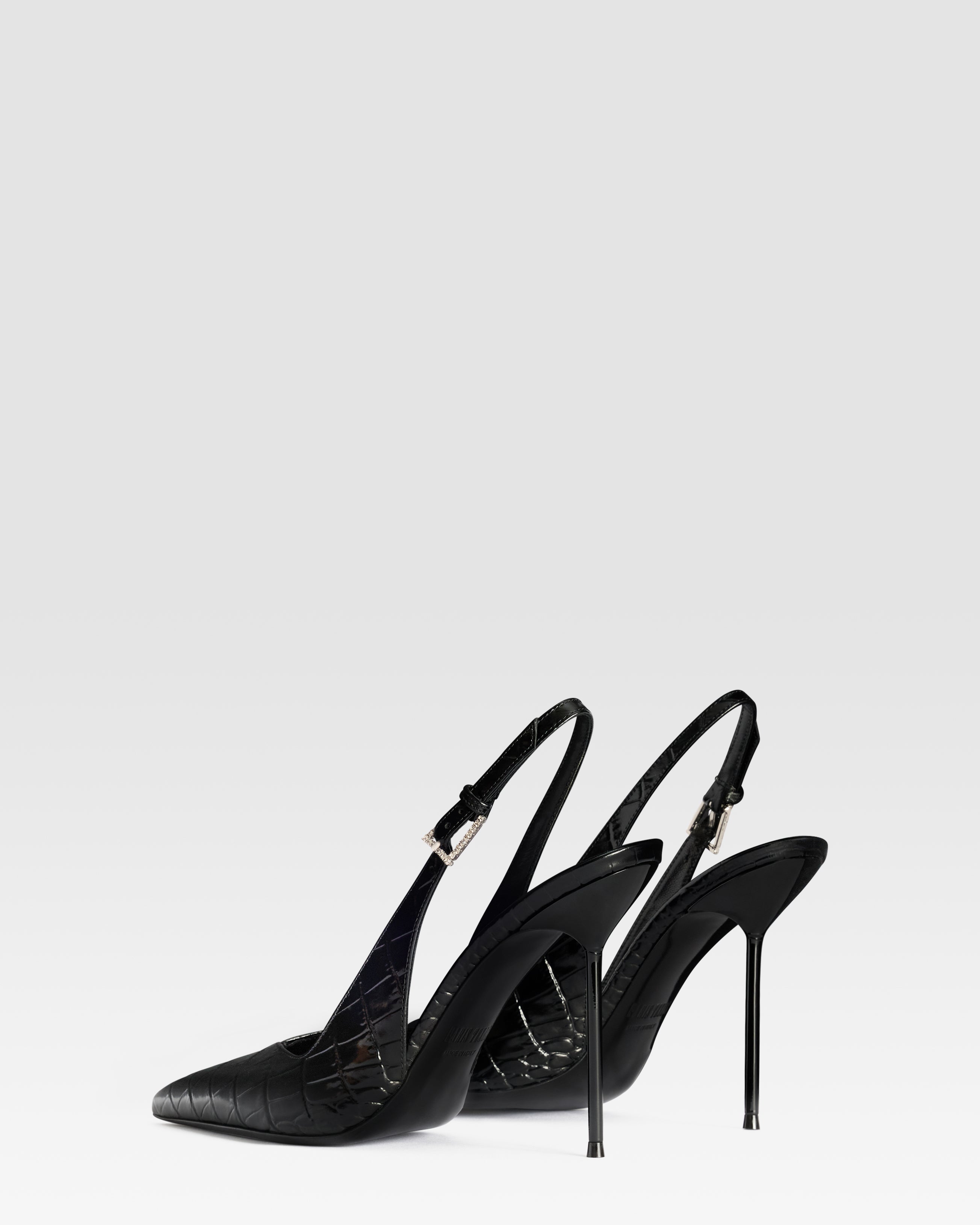 KROKO-PRINT LEDER SLINGBACK MIT JUWELEN-SCHNALLE