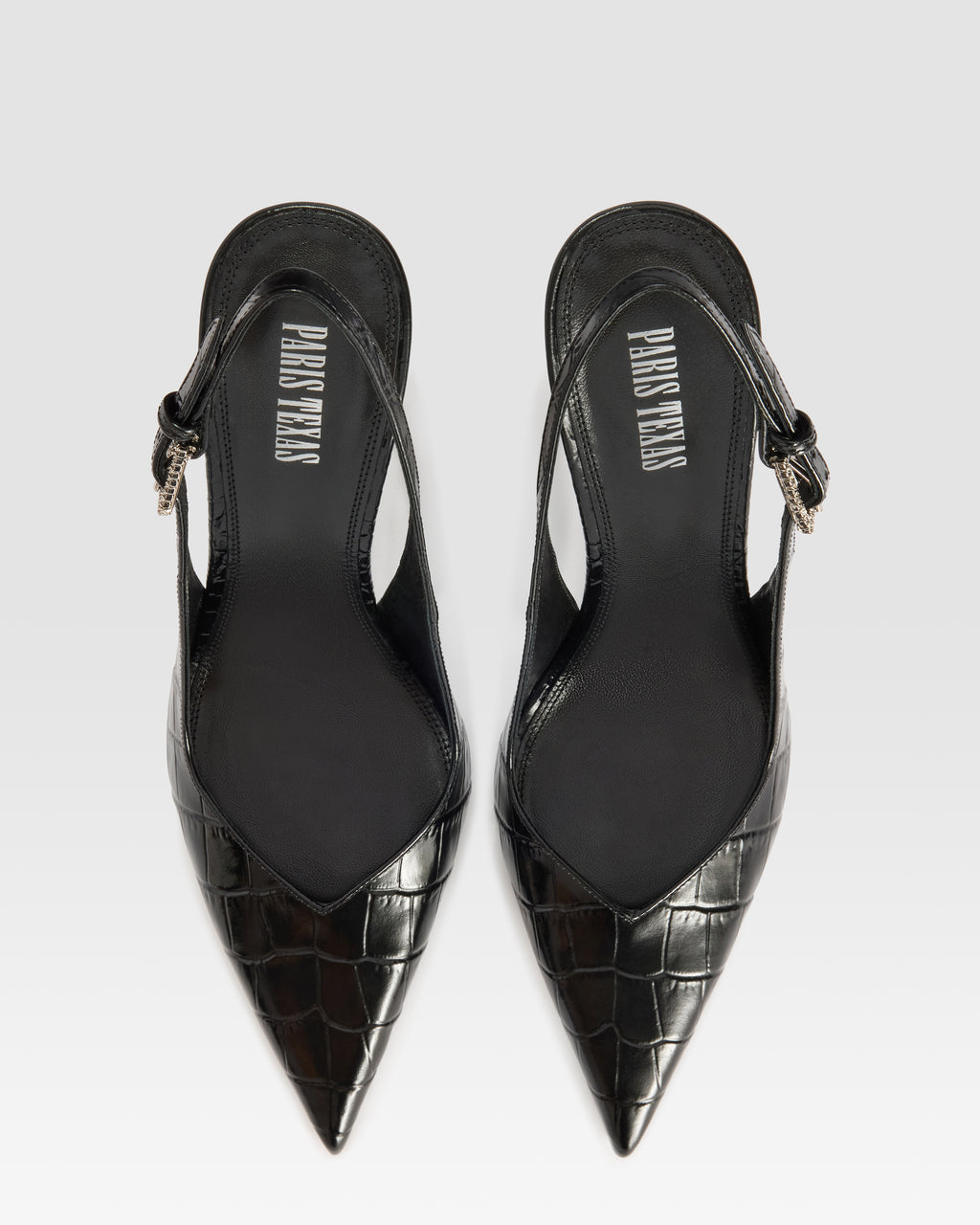KROKO-PRINT LEDER SLINGBACK MIT JUWELEN-SCHNALLE