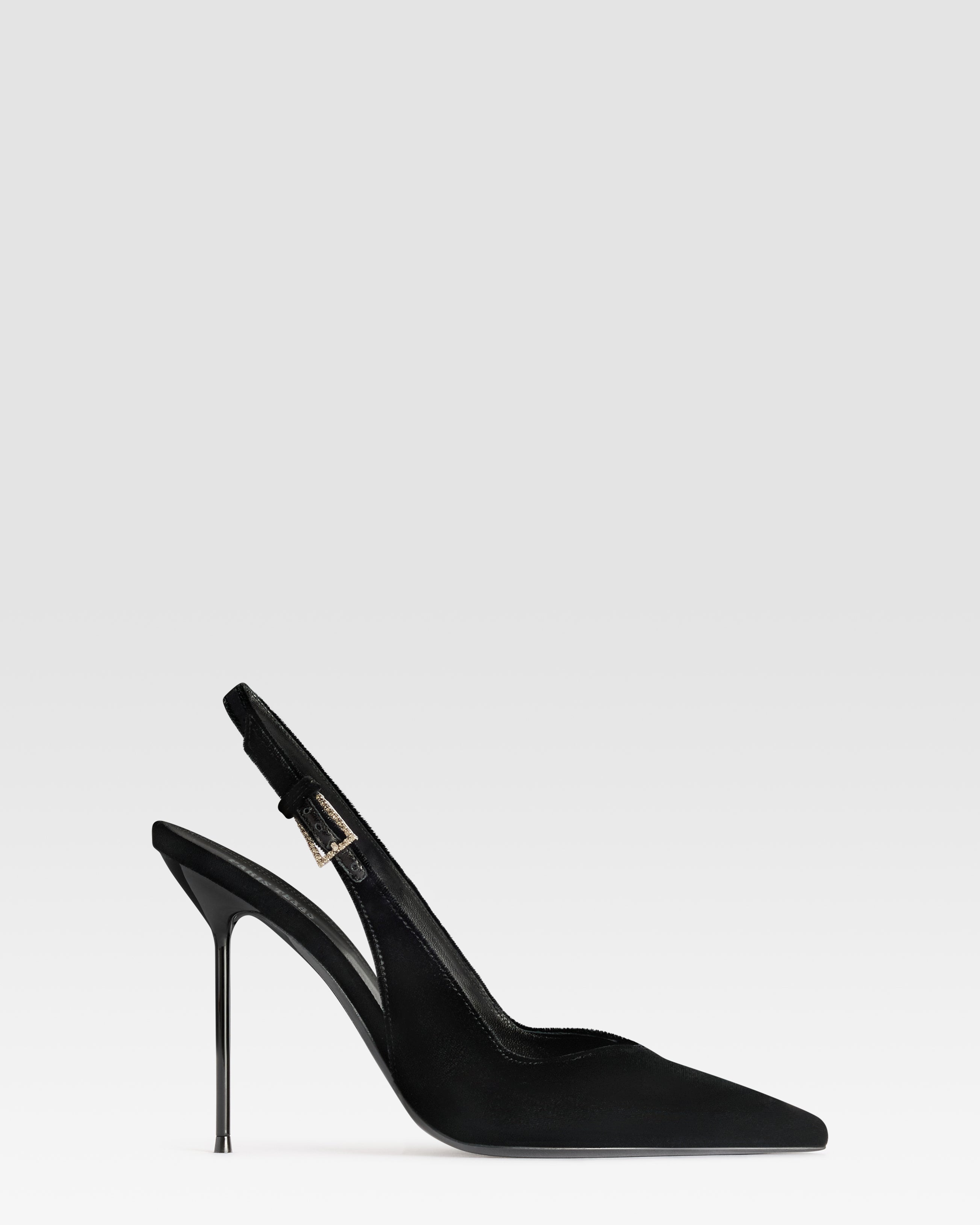 VELVET SLINGBACK WITH JEWEL BUCKLE