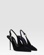VELVET SLINGBACK WITH JEWEL BUCKLE