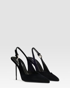 VELVET SLINGBACK WITH JEWEL BUCKLE