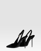 VELVET SLINGBACK WITH JEWEL BUCKLE