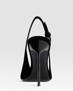 VELVET SLINGBACK WITH JEWEL BUCKLE