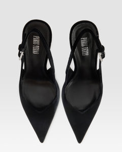 VELVET SLINGBACK WITH JEWEL BUCKLE