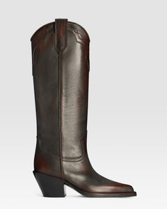 BRUSHED LEATHER WESTERN BOOT
