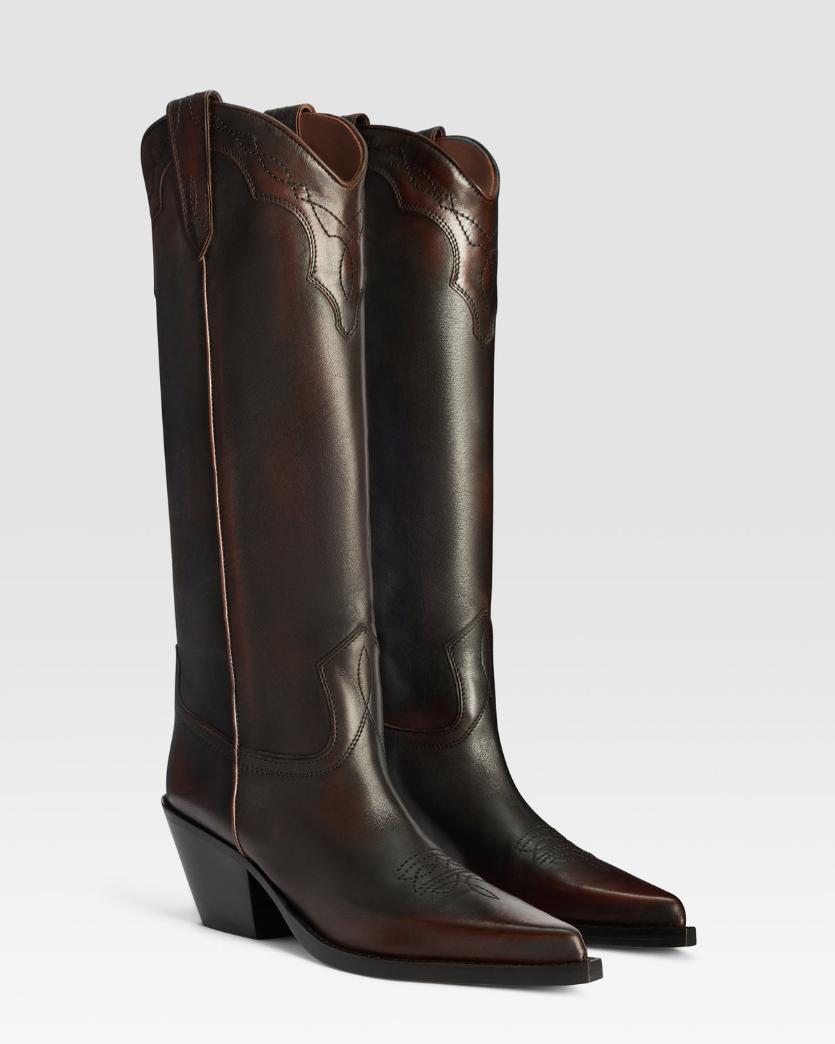 BRUSHED LEATHER WESTERN BOOT