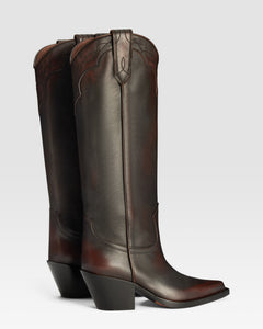 BRUSHED LEATHER WESTERN BOOT