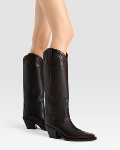 BRUSHED LEATHER WESTERN BOOT