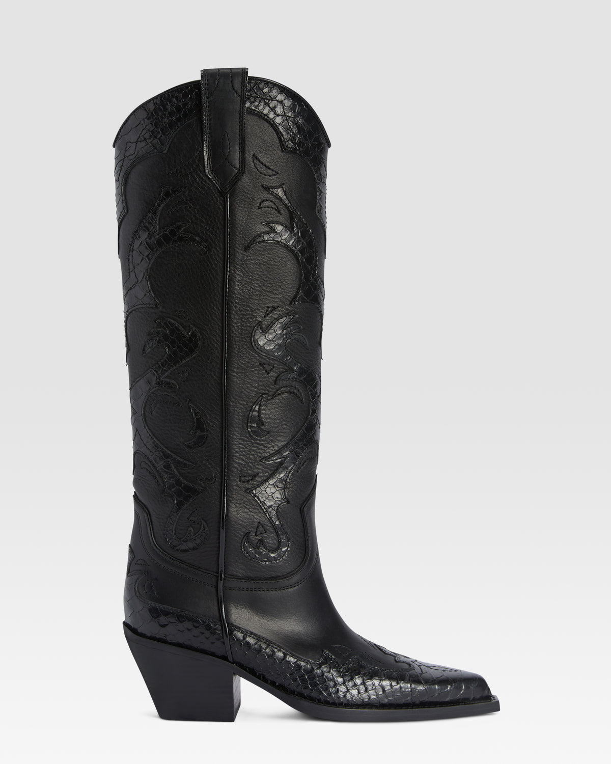 WESTERNSTIEFEL AUS LEDER MIT PYTHON-PRINT-STICKEREI