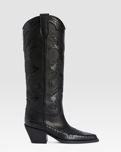 BOTTE WESTERN EN CUIR AVEC BRODERIE IMPRIME PYTHON