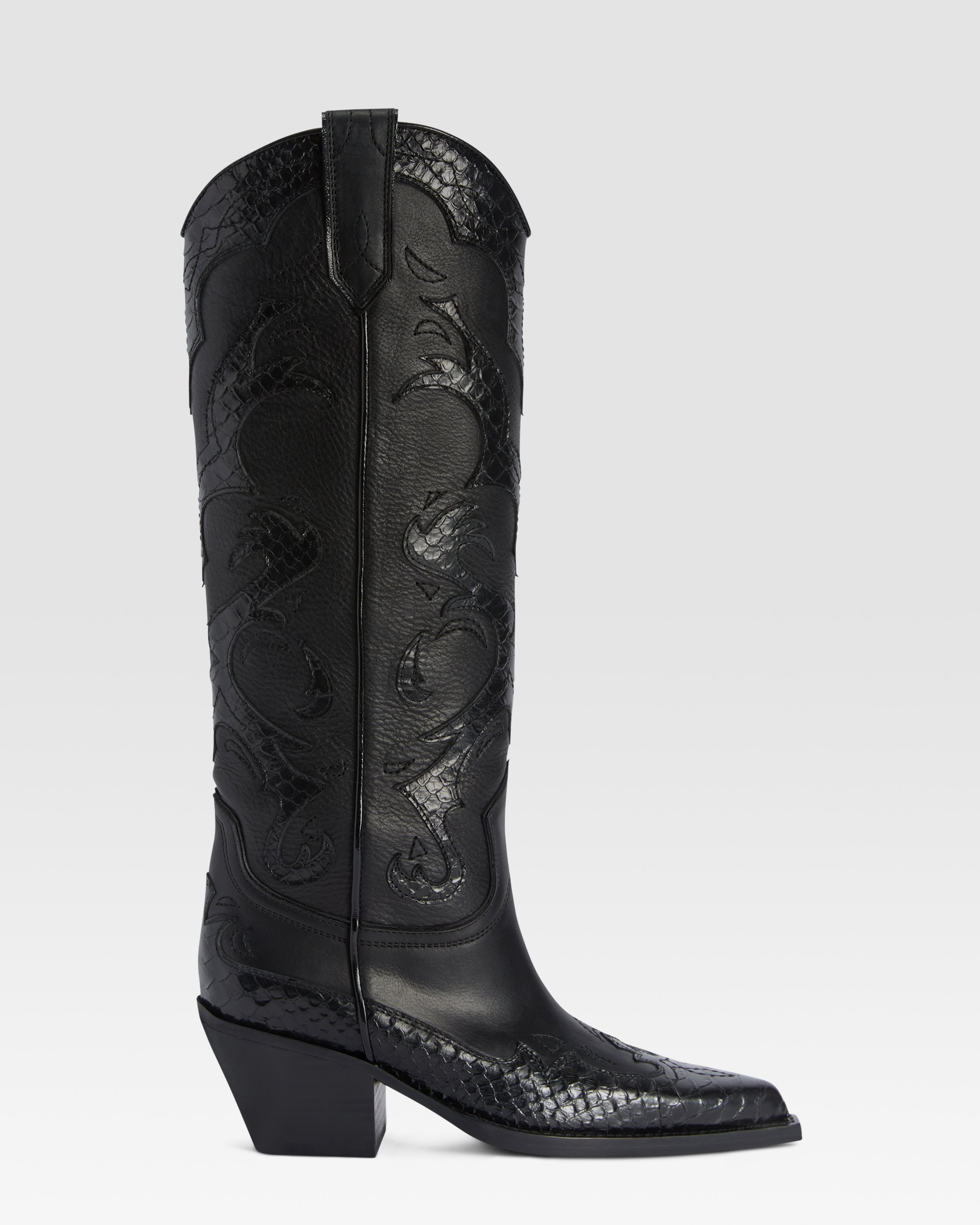 BOTTE WESTERN EN CUIR AVEC BRODERIE IMPRIME PYTHON