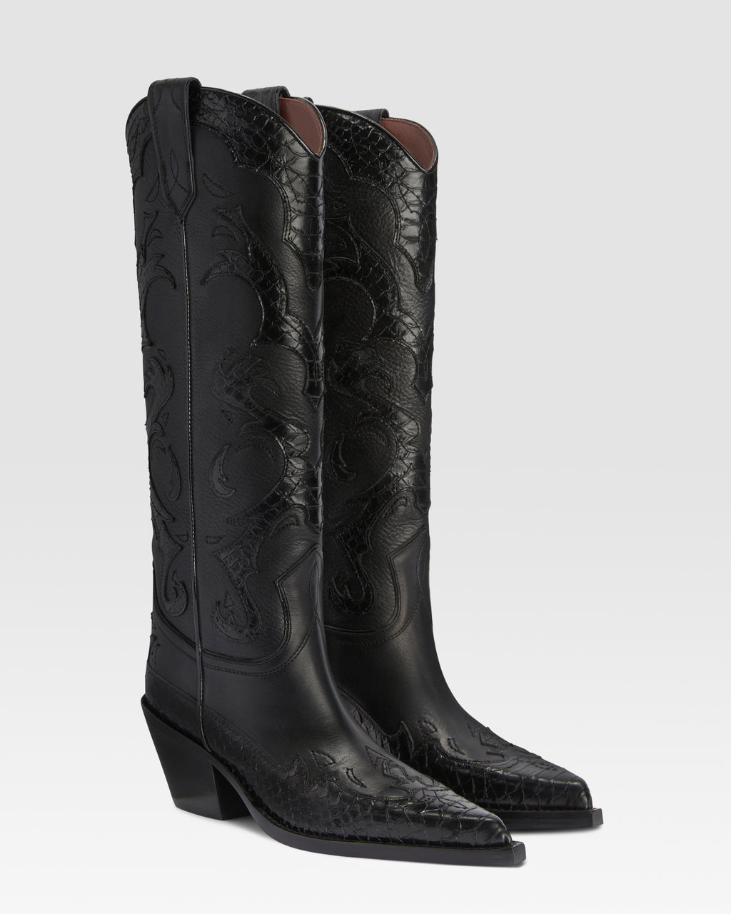 BOTTE WESTERN EN CUIR AVEC BRODERIE IMPRIME PYTHON