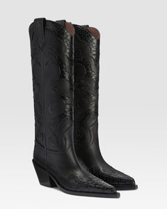 BOTTE WESTERN EN CUIR AVEC BRODERIE IMPRIME PYTHON