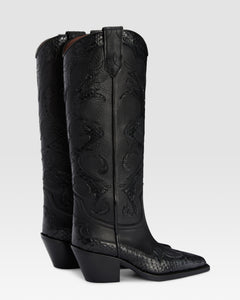 BOTTE WESTERN EN CUIR AVEC BRODERIE IMPRIME PYTHON