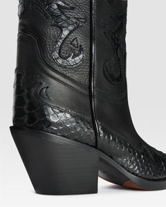 BOTTE WESTERN EN CUIR AVEC BRODERIE IMPRIME PYTHON