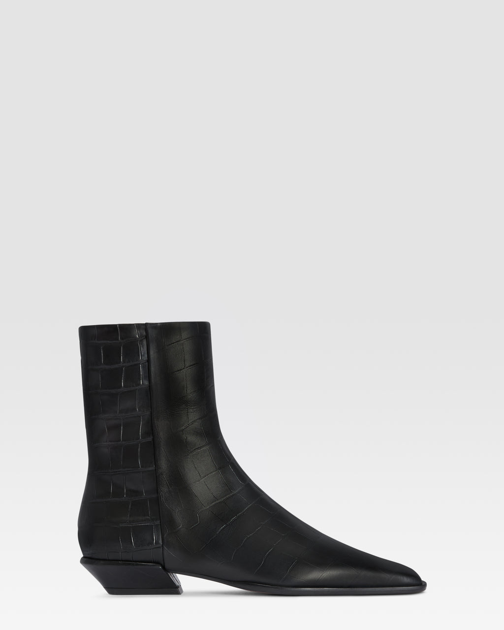 CROCO-PRINT LEATHER ANKLE BOOT