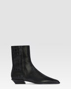 CROCO-PRINT LEATHER ANKLE BOOT