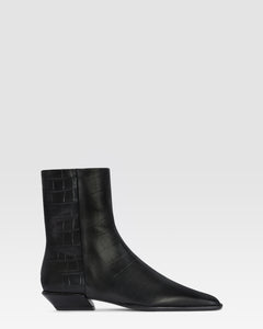 CROCO-PRINT LEATHER ANKLE BOOT