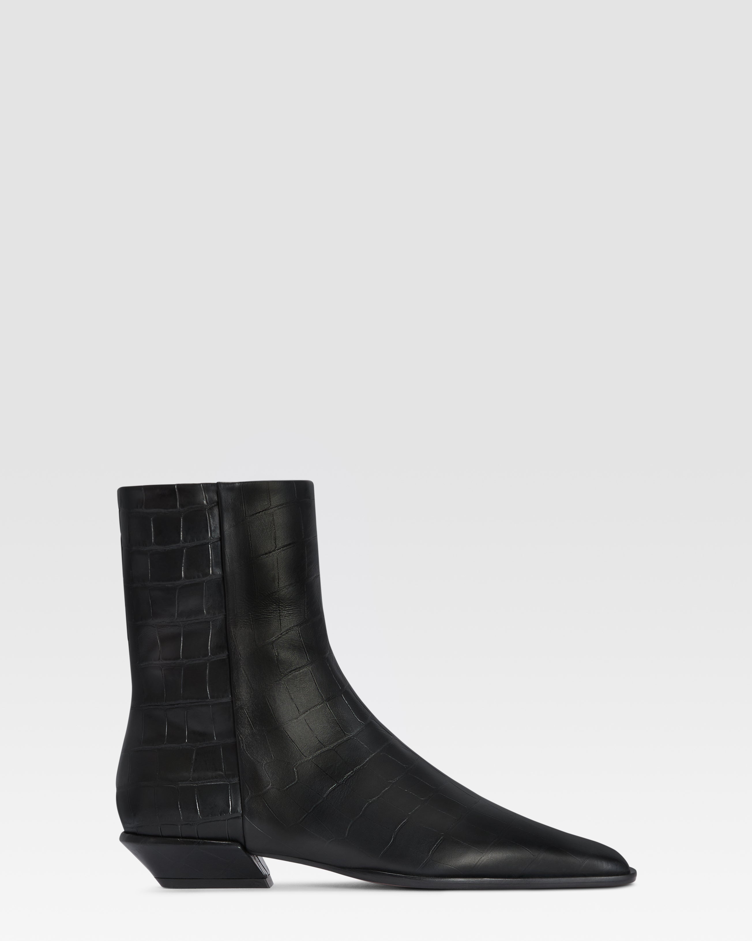 CROCO-PRINT LEATHER ANKLE BOOT