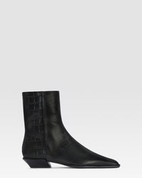 CROCO-PRINT LEATHER ANKLE BOOT — CARBONE