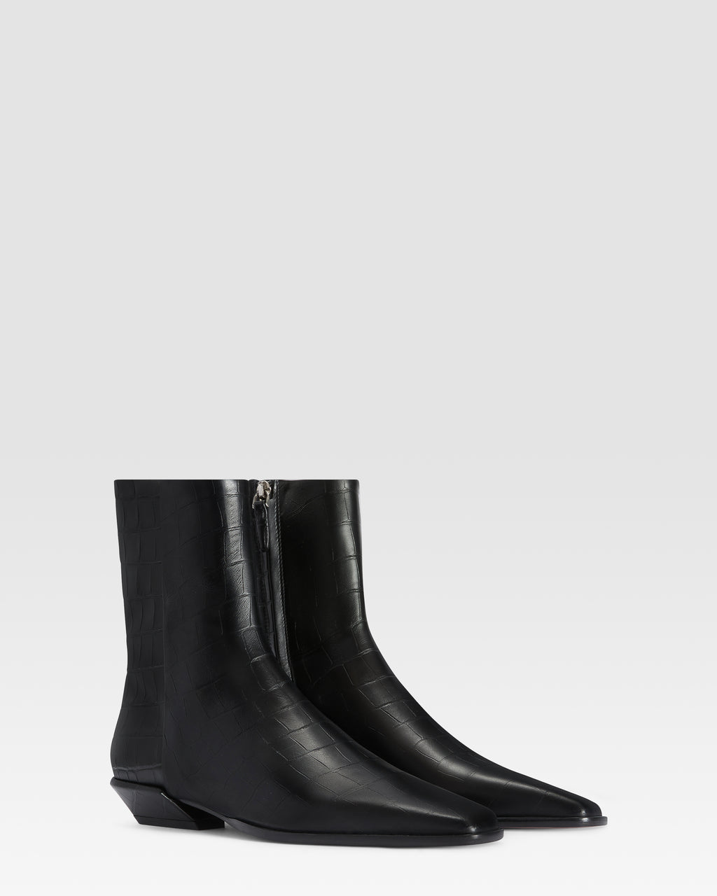 CROCO-PRINT LEATHER ANKLE BOOT