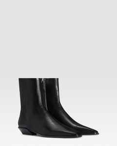 CROCO-PRINT LEATHER ANKLE BOOT