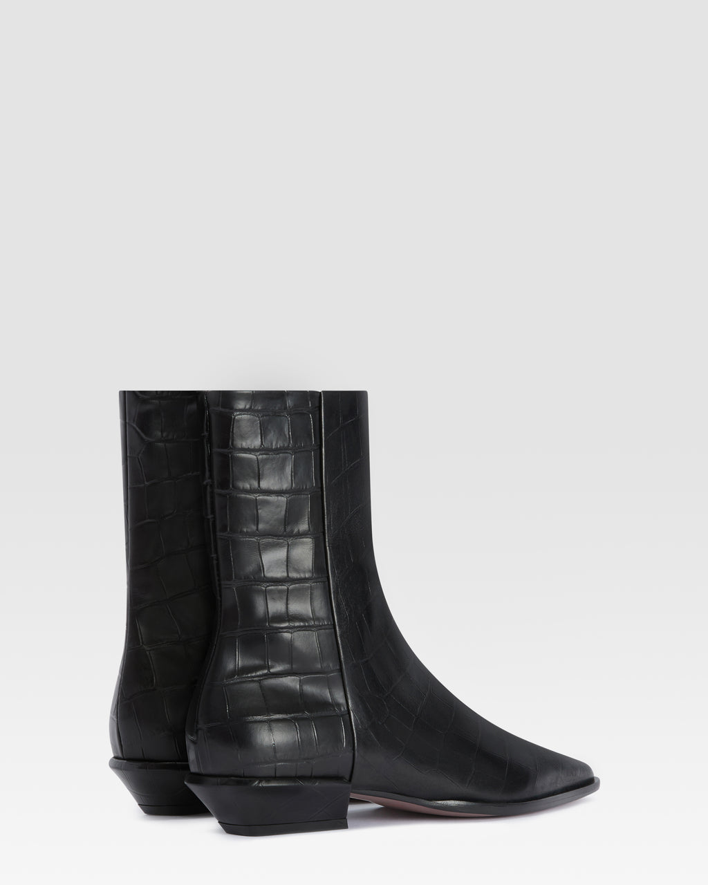 CROCO-PRINT LEATHER ANKLE BOOT