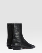 CROCO-PRINT LEATHER ANKLE BOOT