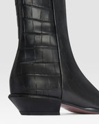 CROCO-PRINT LEATHER ANKLE BOOT
