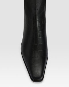 CROCO-PRINT LEATHER ANKLE BOOT