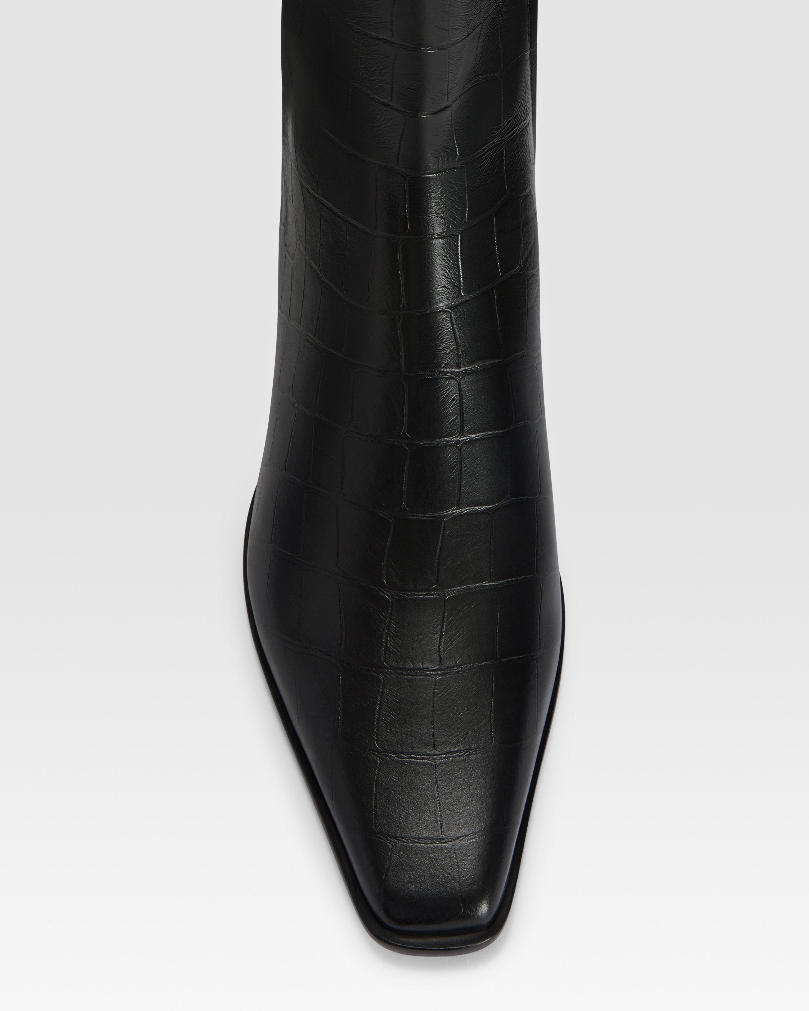 CROCO-PRINT LEATHER ANKLE BOOT